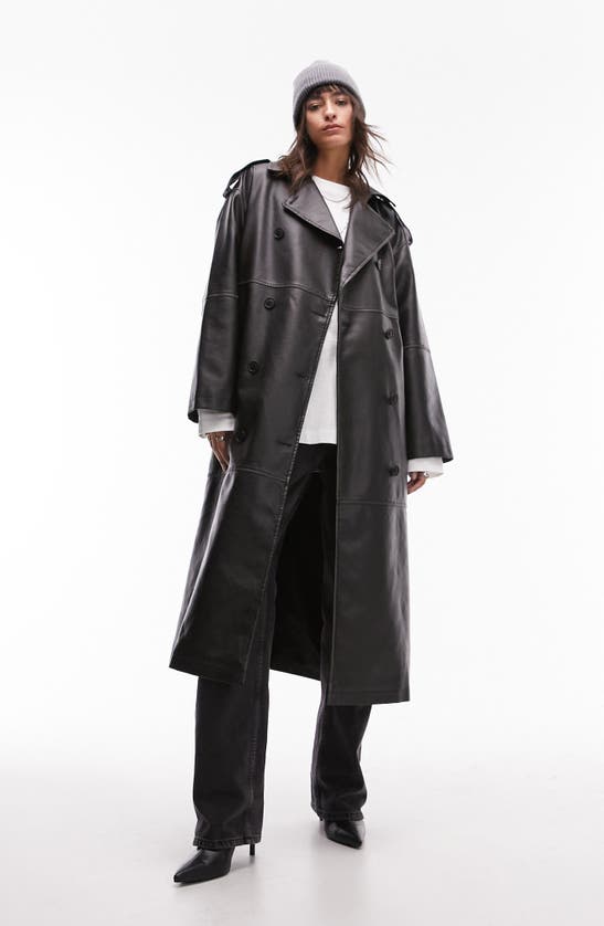 TOPSHOP FAUX LEATHER TRENCH COAT