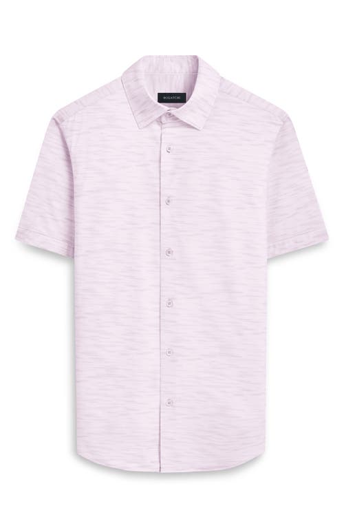 Shop Bugatchi Miles Ooohcotton® Space Dye Print Short Sleeve Button-up Shirt In Bubblegum