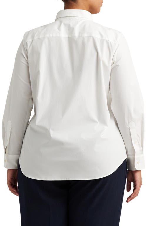 Shop Lauren Ralph Lauren No-iron Stretch Cotton Shirt In White