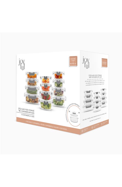 Shop Joyjolt 24-piece Glass Food Storage Containers With Airtight Lids In Clear/light Grey