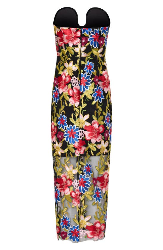 Shop Milly Artem Spanish Garden Embroidered Strapless Cocktail Dress In Red Multi