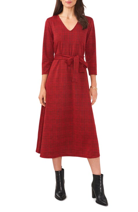 Vintage Lauren Ralph Lauren Plaid Long Shirtdress Size 4 Button Front  Cotton Red