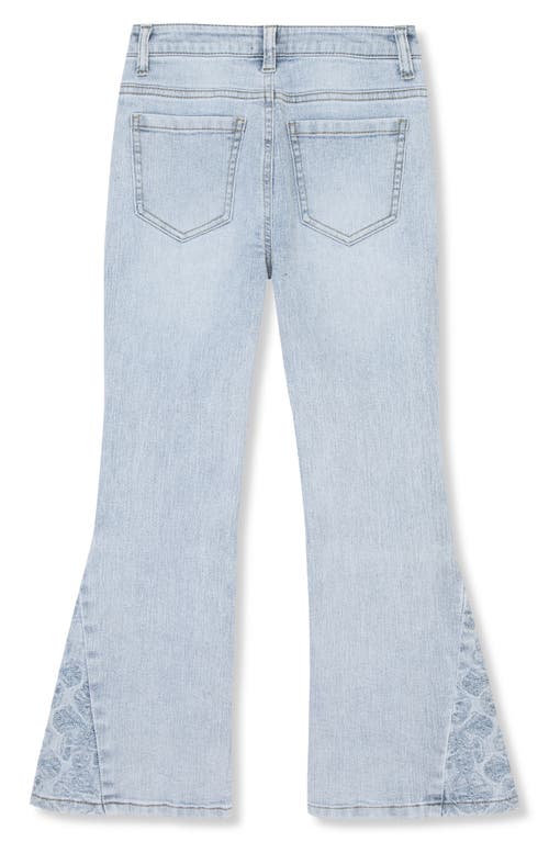 Truce Girls' Floral Embroidered Flare Leg Jeans - Big Kid In Denim