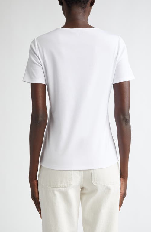 Shop Lafayette 148 New York Stretch Cotton Crewneck T-shirt In White