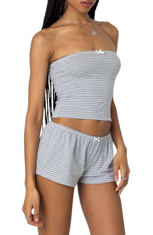 Edikted Astor Striped Tube Top In Gray-and-white