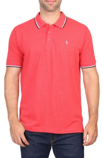 Tailorbyrd Micro Tipped Piqué Polo In Red Heather