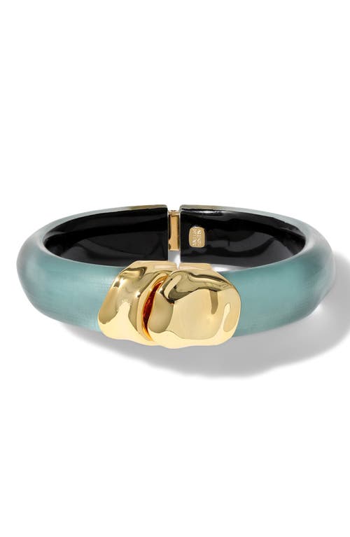 Shop Alexis Bittar Essentials Molten Hinged Bangle In Teal Blue