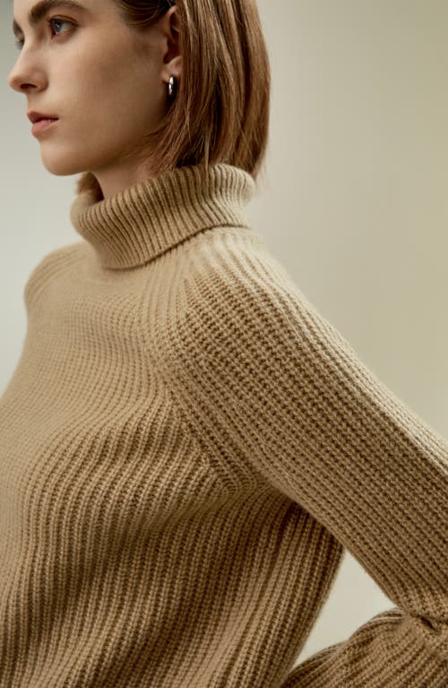 Shop Lilysilk Cashmere Textured Turtleneck Sweater For Women In Caramel