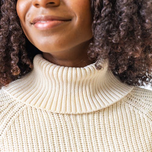Hope & Henry Organic Turtleneck Raglan Kanga Sweater In Ivory Turtleneck Kanga