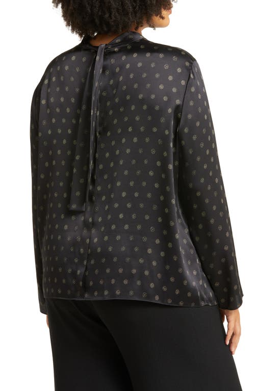 Vince Sun Dot Mock Neck Silk Top In Black