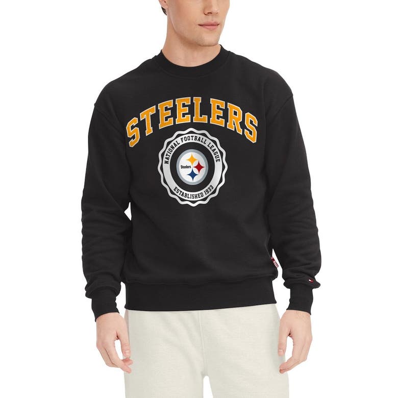 Men's Tommy Hilfiger Black Pittsburgh Steelers Ronald Crew Sweatshirt