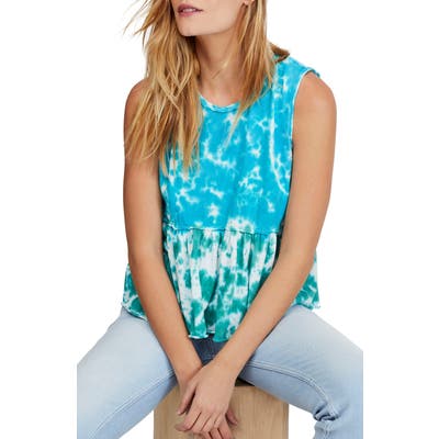 Free People Anytime Tie Dye Tank, Blue/green