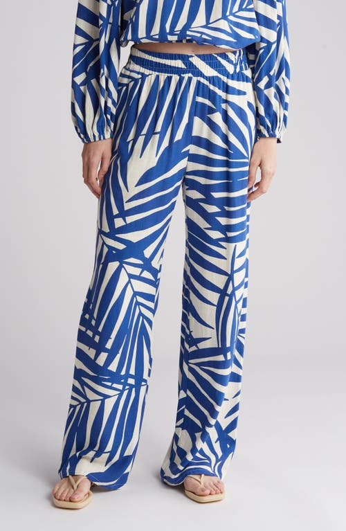 Shop Gemma + Jane Palm Print Pull-on Pants In Cream/blue