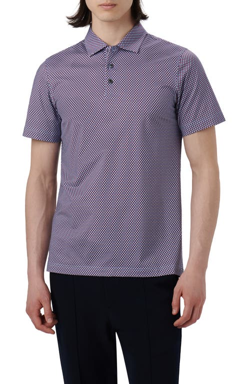 Shop Bugatchi Ooohcotton® Geo Print Polo In Blue/burgundy