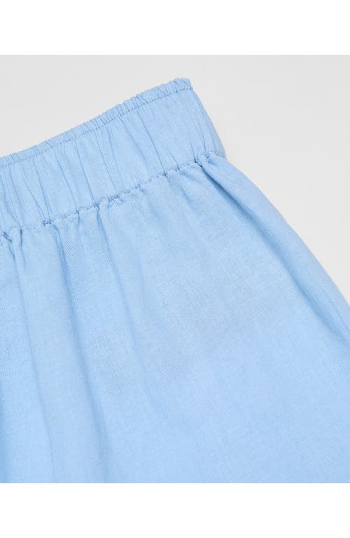Mango Women's Wide Leg Linen Pants In Sky Blue