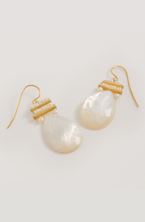 Freya Rose Pearl And Mother Of Pearl Pear Drops In Gold