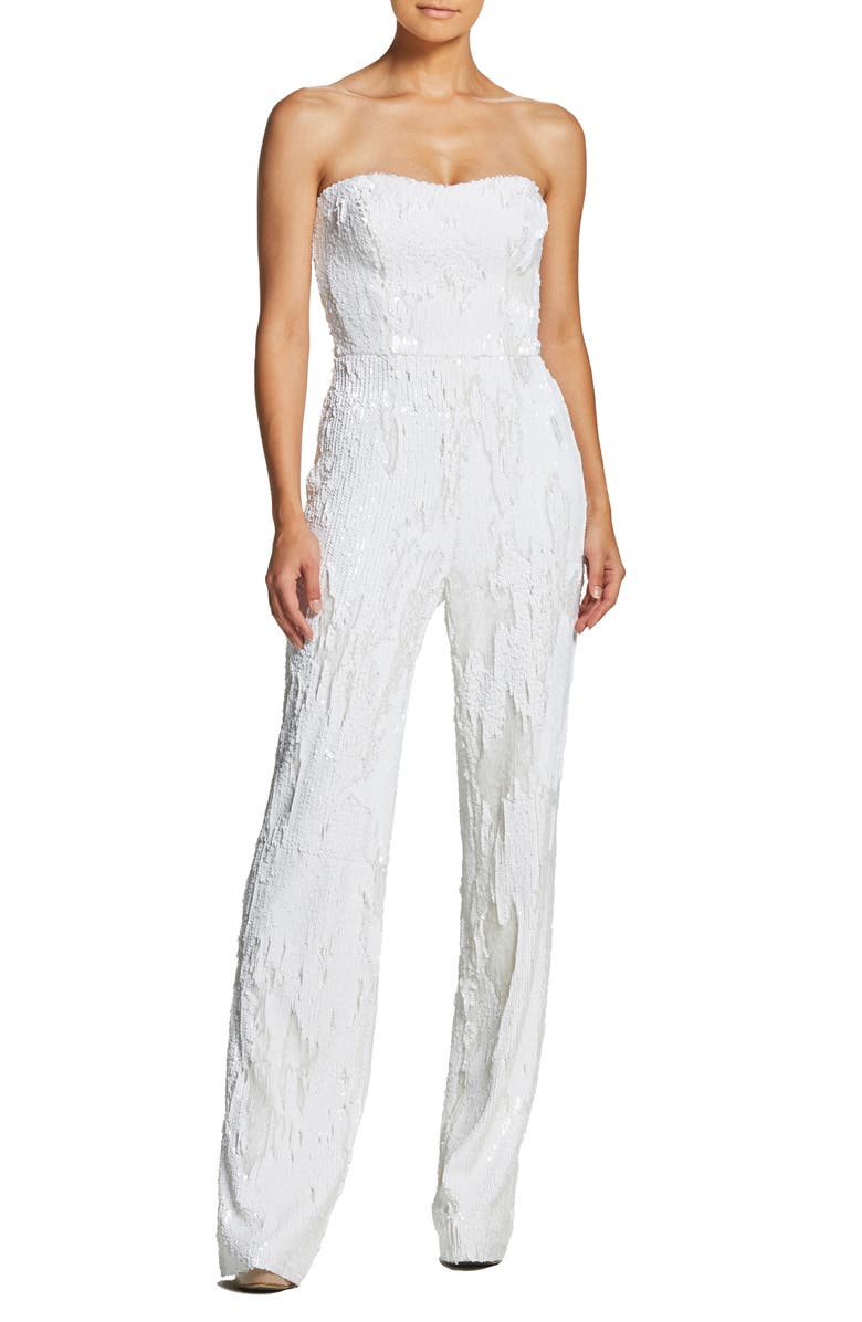 Andy Sequin Strapless Jumpsuit