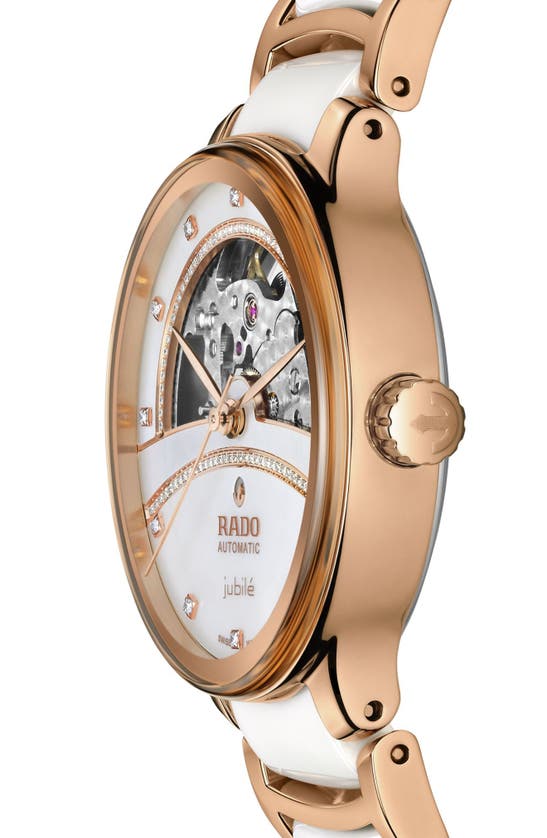 Rado Centrix Diamonds Open Heart Automatic Watch, 35mm In White
