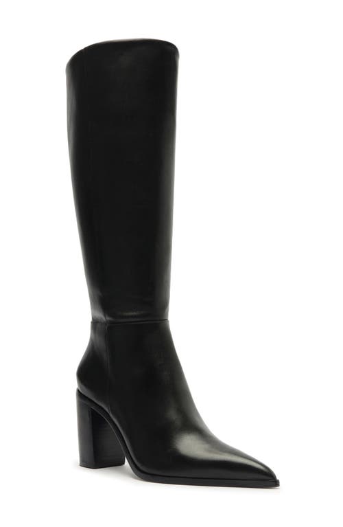 Shop Schutz Mikki Up Block Pointed Toe Knee High Boot In Black