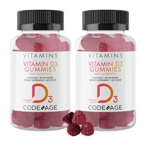 Codeage Vitamin D3 Gummies 2-Pack, Pectin-Based Chewable Vitamin D 5000 IU Supplement, 120 Counts in White at Nordstrom