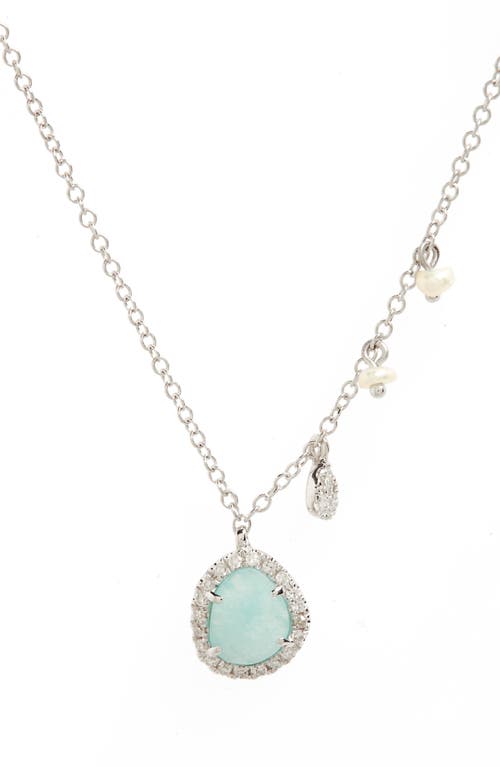 Shop Meira T Mini Stone Diamond Pendant Necklace In White Gold/amazonite