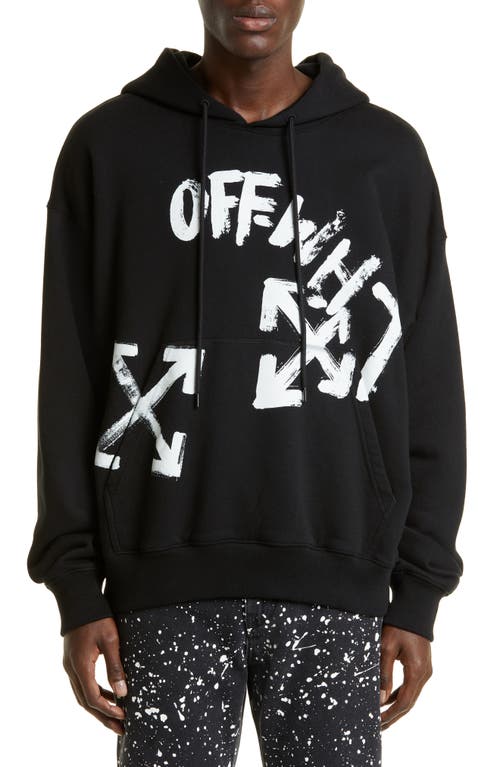 Off-White Paint Script Logo Cotton Graphic Hoodie in Black/White