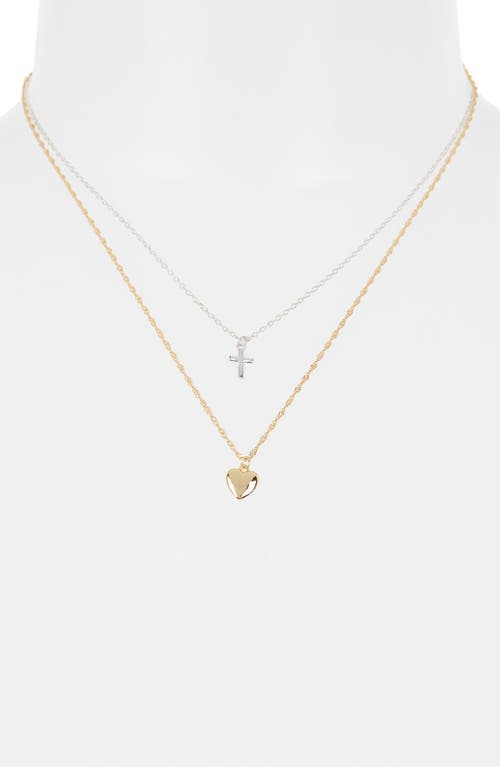 ARGENTO VIVO ARGENTO VIVO STERLING SILVER SET OF 2 TWO-TONE CROSS & HEART PENDANT NECKLACES