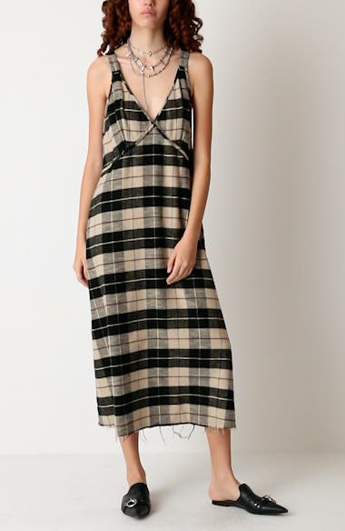 R13 Grunge Plaid Raw Hem Cotton Flannel Slipdress Nordstrom