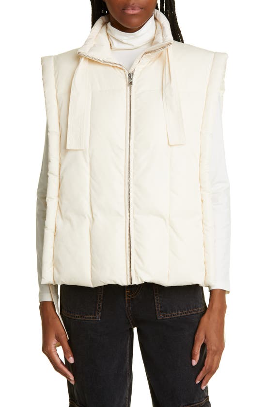 Ganni Tie Appliqued High Neck Oversized Puffer Vest In Buttercream