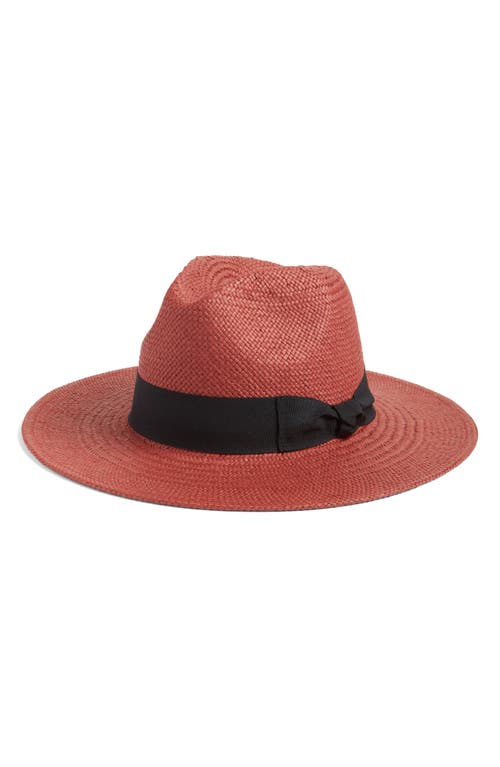 Paper Straw Panama Hat in Rust Combo