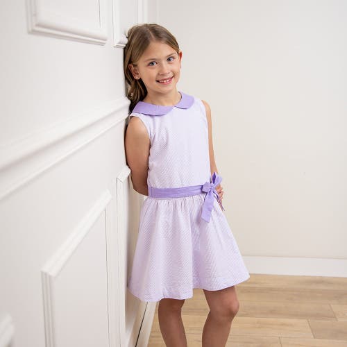 Shop Hope & Henry Girls' Organic Seersucker Peter Pan Collar Dress, Toddler In Lavender Seersucker