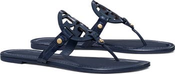 Tory Burch Women's Miller Enamel Leather Thong Sandals - Seashell Pink - Size 8