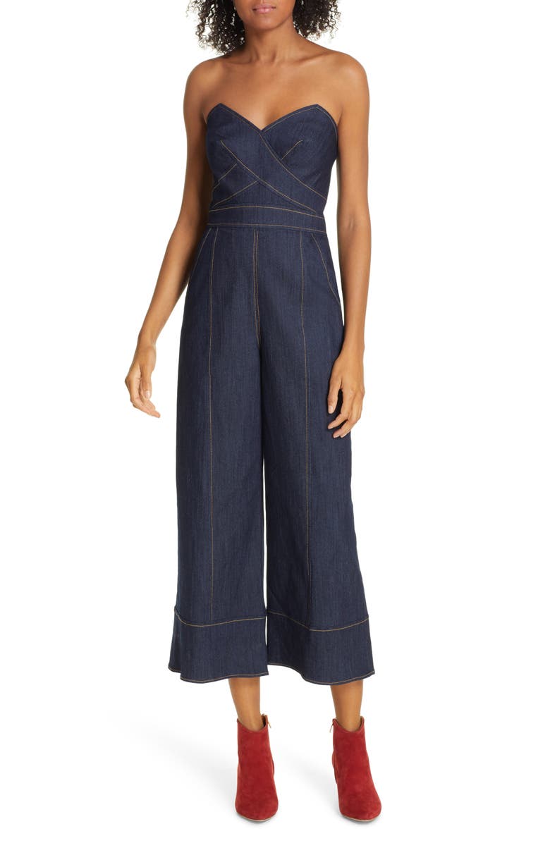 Cinq à Sept Zelda Strapless Denim Jumpsuit | Nordstrom