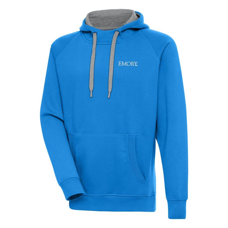 Shop Antigua Blue Emory Eagles Victory Pullover Hoodie