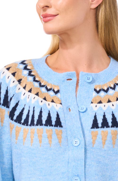 Shop Cece Fair Isle Cardigan In Blue Heather