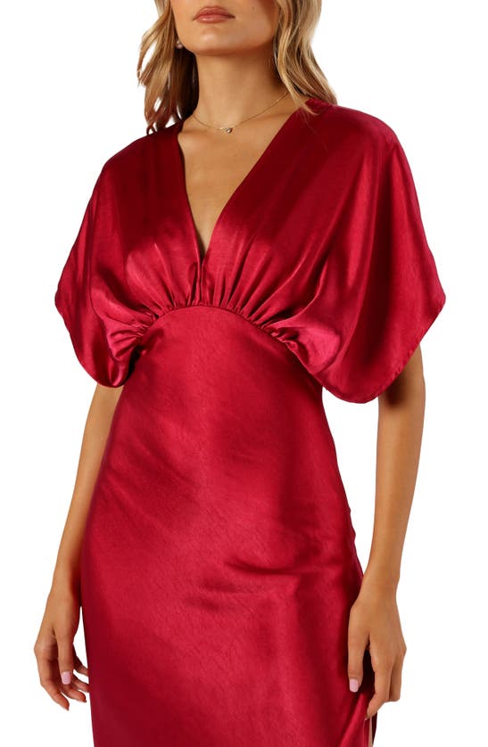 Petal And Pup Petal & Pup Ricki Dolman Sleeve Satin Dress In Red