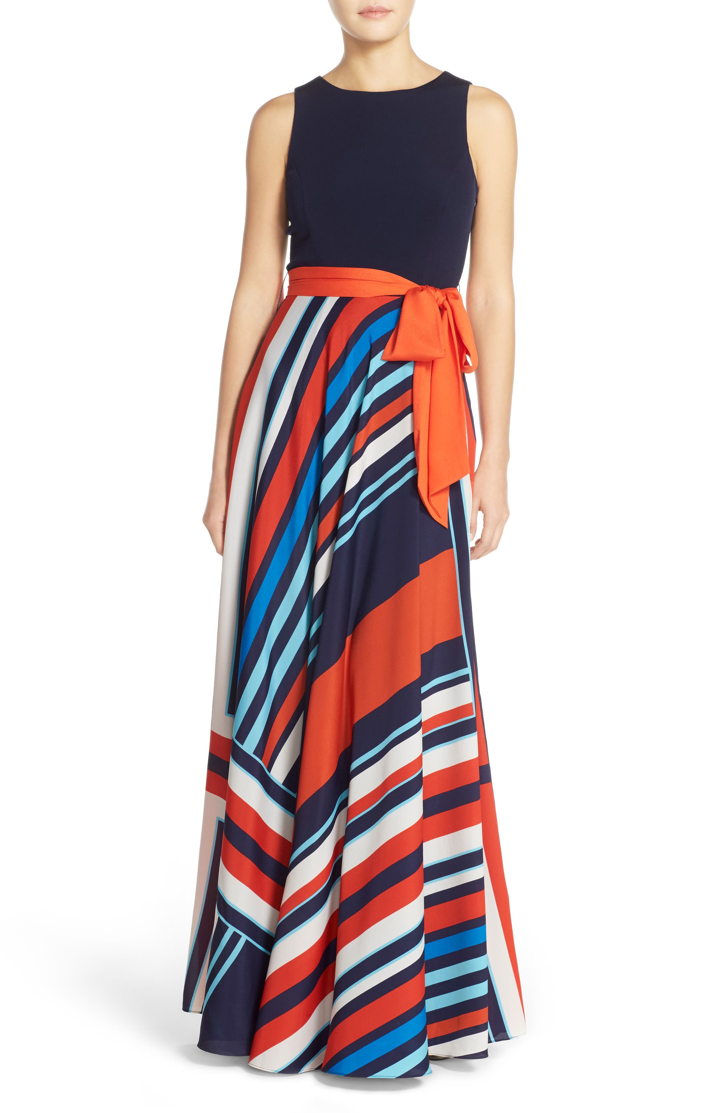 Eliza J Jersey & Stripe Maxi Dress (Regular & Petite) | Nordstrom