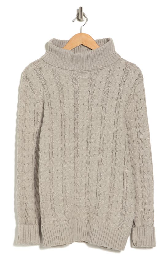X-ray Cable Knit Turtleneck Sweater In Oatmeal