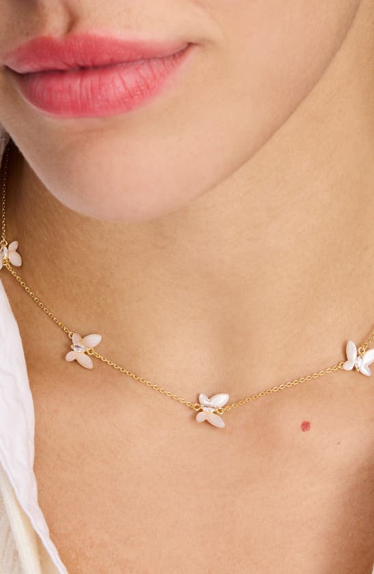 Shop Kate Spade New York Social Butterfly Delicate Scatter Necklace In White Multi