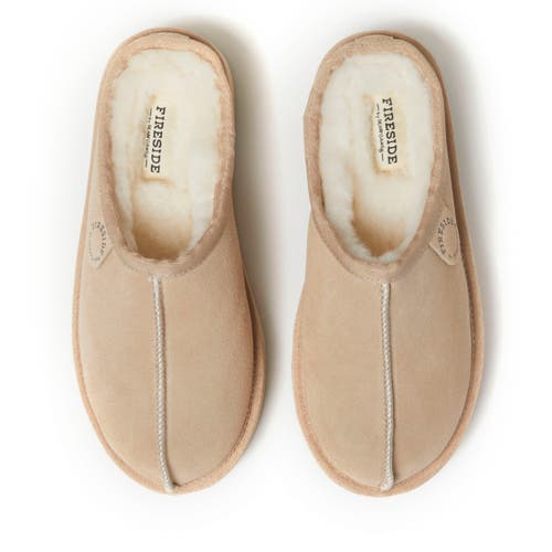 Dearfoams Fireside Queenstown Genuine Shearling Platform Clog Slipper In Sand