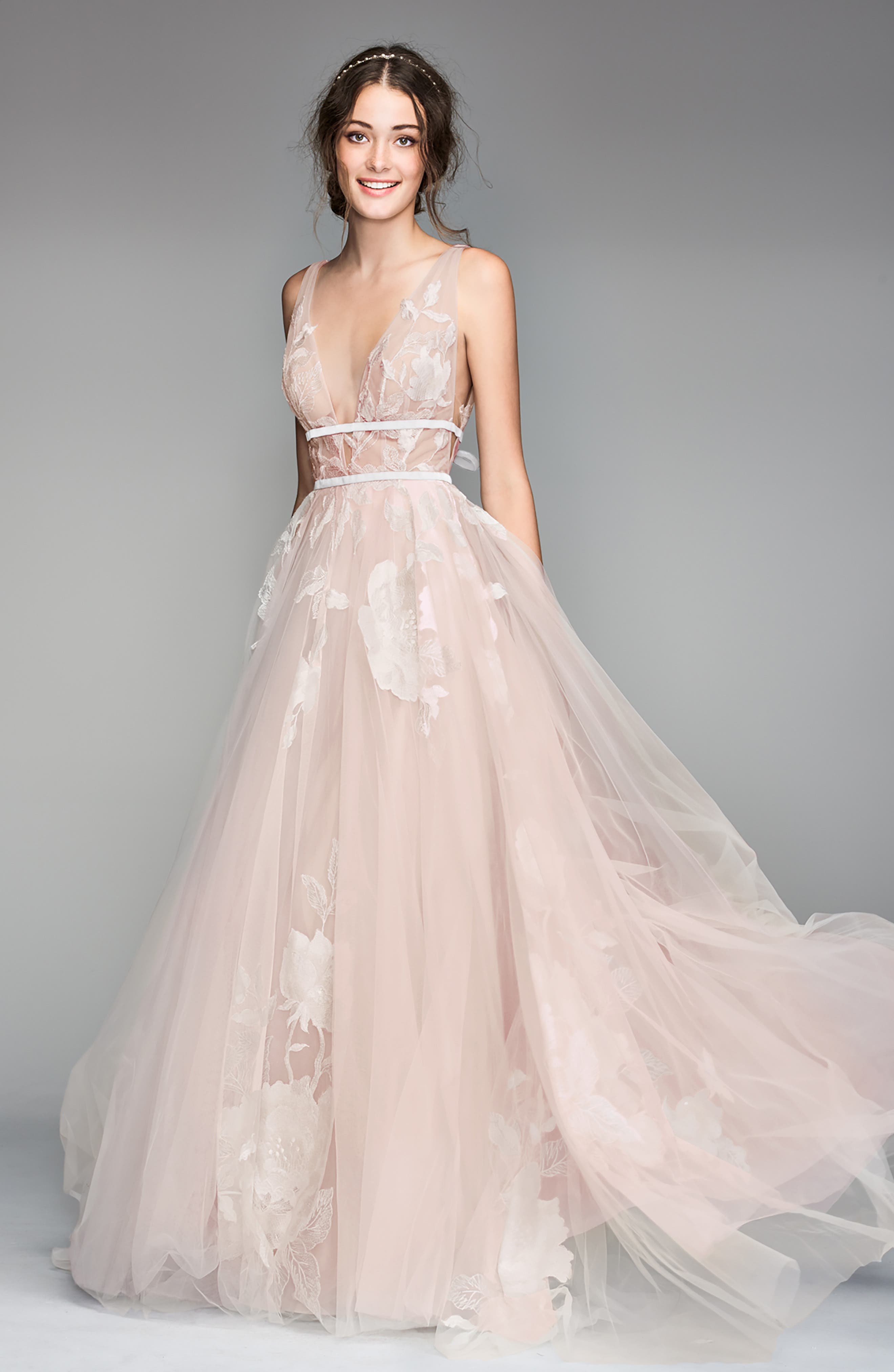 Willowby Galatea Embroidered VNeck Tulle Wedding Dress Nordstrom