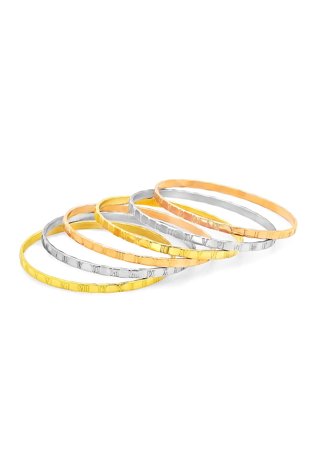 Hmy Jewelry Tricolor Roman Numeral Bangle Bracelet Set