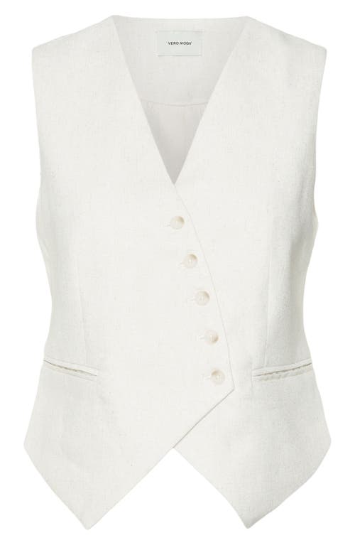 Vero Moda Florence Asymmetric Vest In Birch Detail Melange