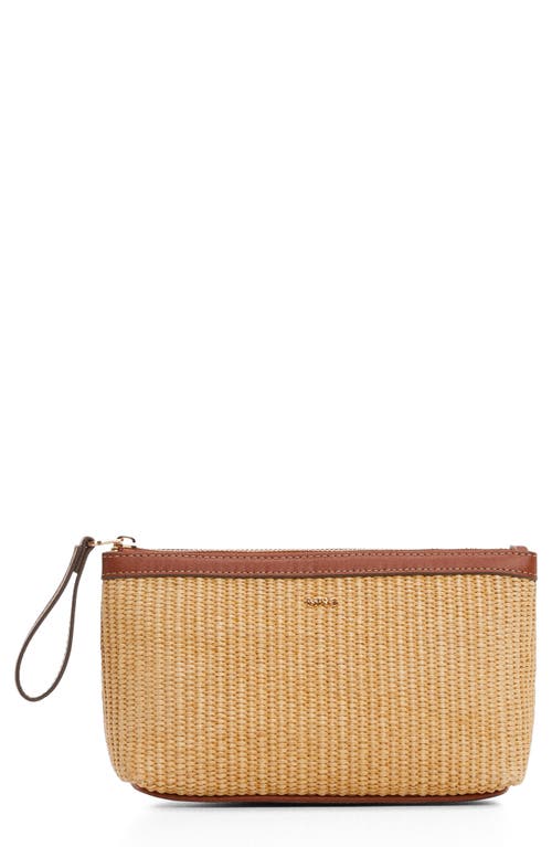 Shop Mango Woven Zip Pouch In Brown