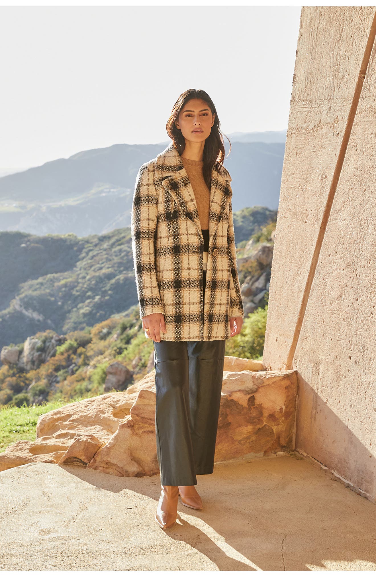 textured plaid coat