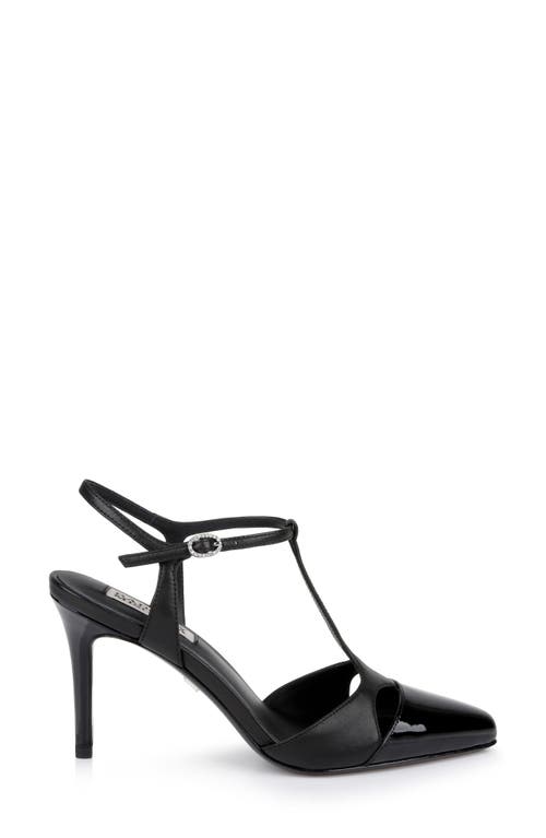 Shop Badgley Mischka Collection Aurelia Ankle Strap Cap Toe Pump In Black Leather