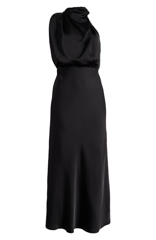 Shop Lulus Distinctive Charm Asymmetric Satin Cocktail Dress In Black