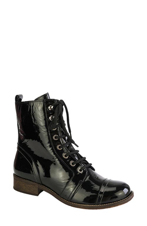 Liberty Combat Boot in Black Patent Leather