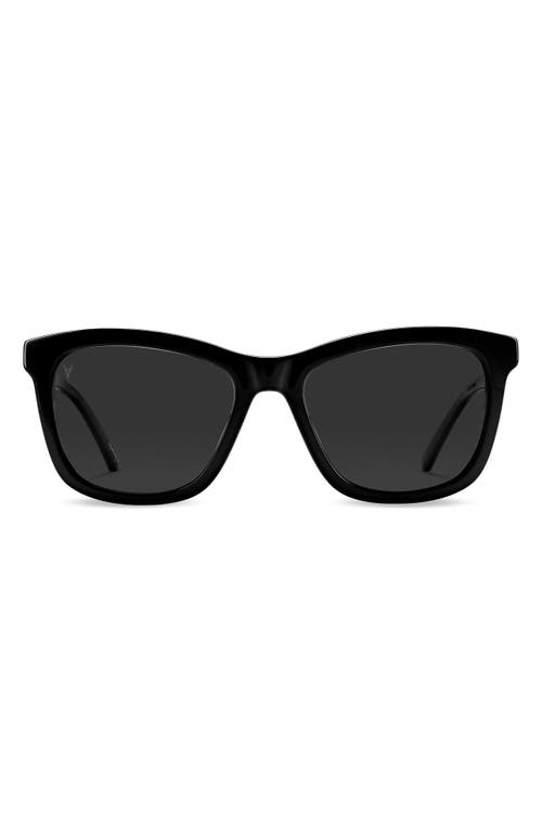 Emery 56mm Polarized Round Sunglasses in Jet Black Smoke