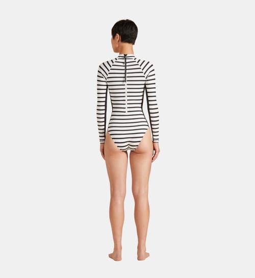 Shop Vilebrequin Rayures Uv Protection One-piece Rashguard In Noir Blanc